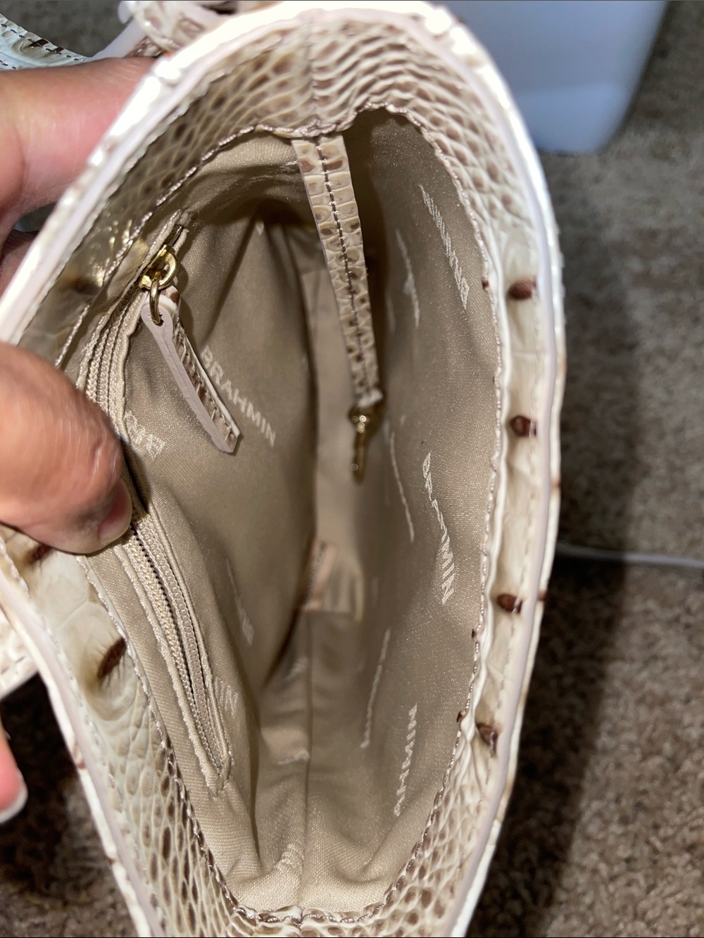Brahmin Cream Croc-Embossed Leather Crossbody - Picture 5 of 5